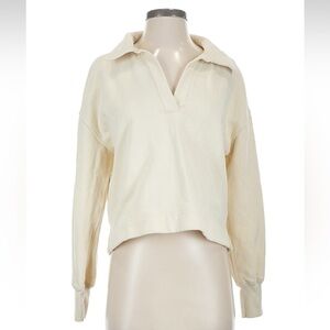 Abercrombie & fitch size small beige collared long sleeve sweater soft A&F
